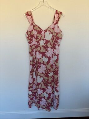RYEGRASS Floral Midi Dress in Rose Pink and Cream | Sz L